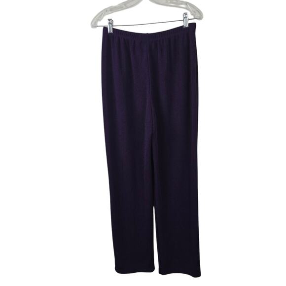 Chico's Travelers Pants Purple Straight Leg Slinky Knit Liquid Pull on Pants M - Picture 3 of 10